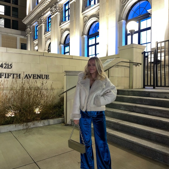 Princess Polly Blue Velvet Pants - Picture 8 of 9